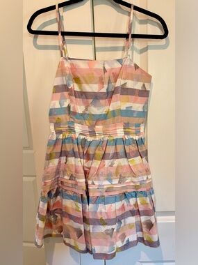 Willa Story Pastel Striped A-Line Sundress with Abstract Brush Print